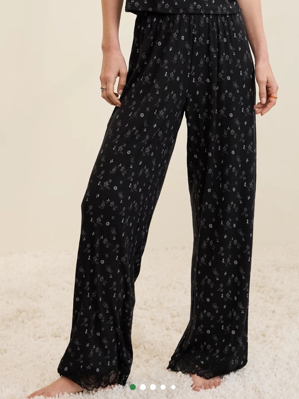 Aerie Real Soft Rib Floral Trouser PJ, Size M